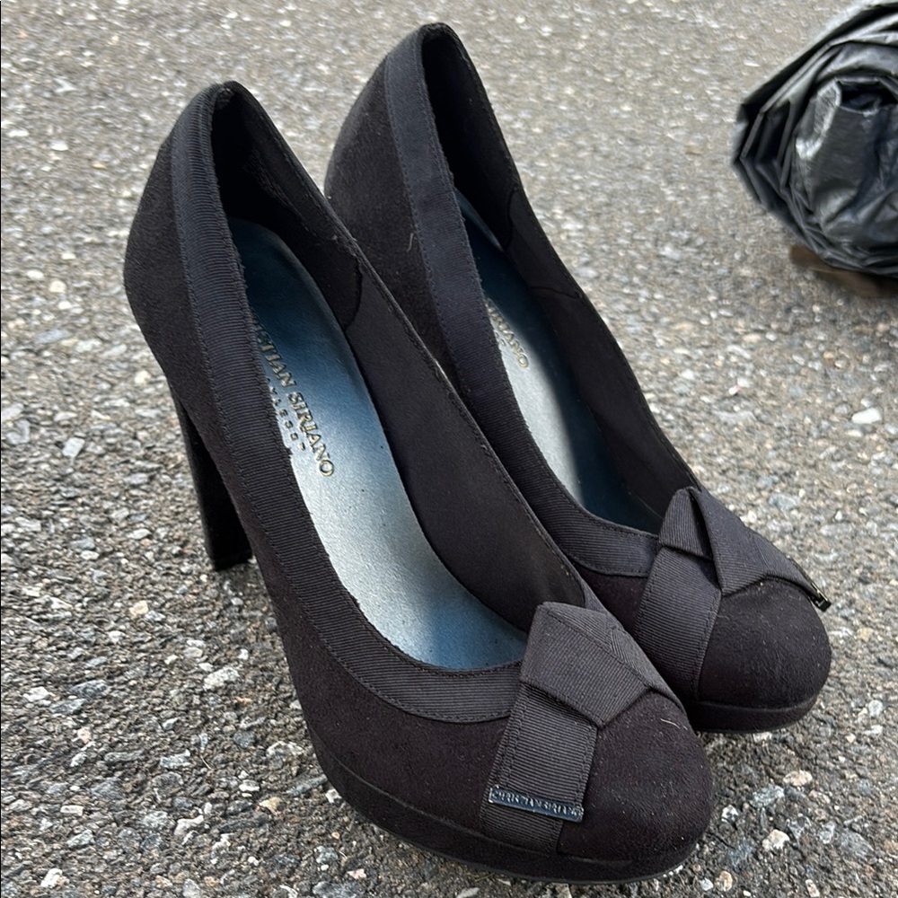 Christian Siriano Black Heels with Bow Detail